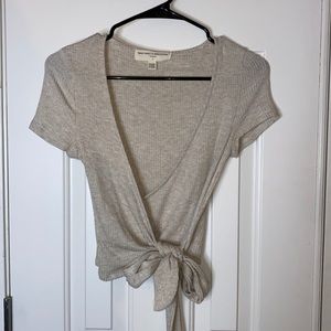 Beige v-neck Blouse